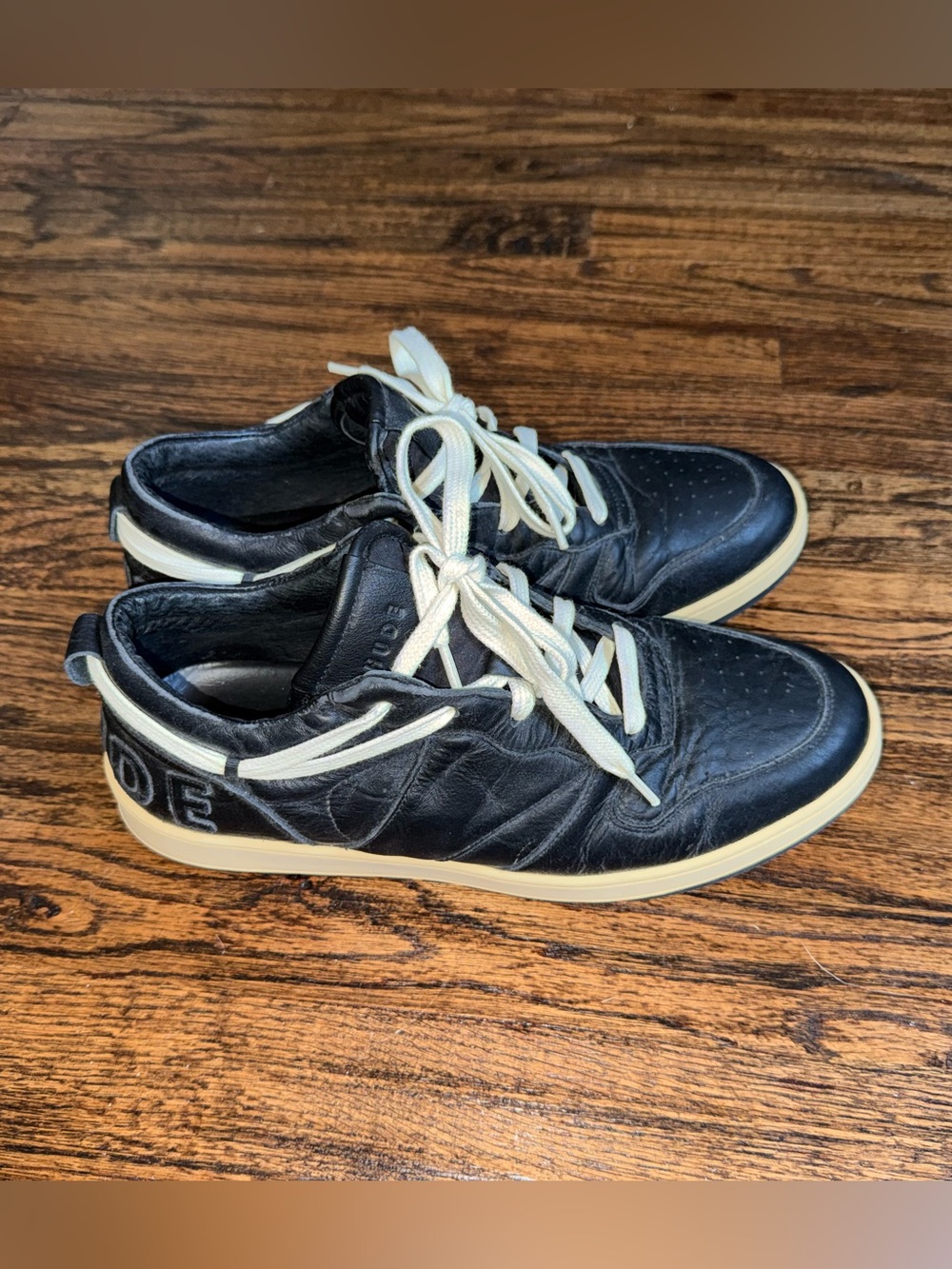 RHUDE Rhecess Low Black/Vintage Italian Leather Sneakers Size 10